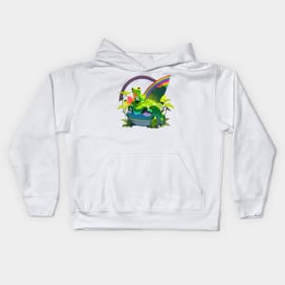 Frog double rainbow Kids Hoodie